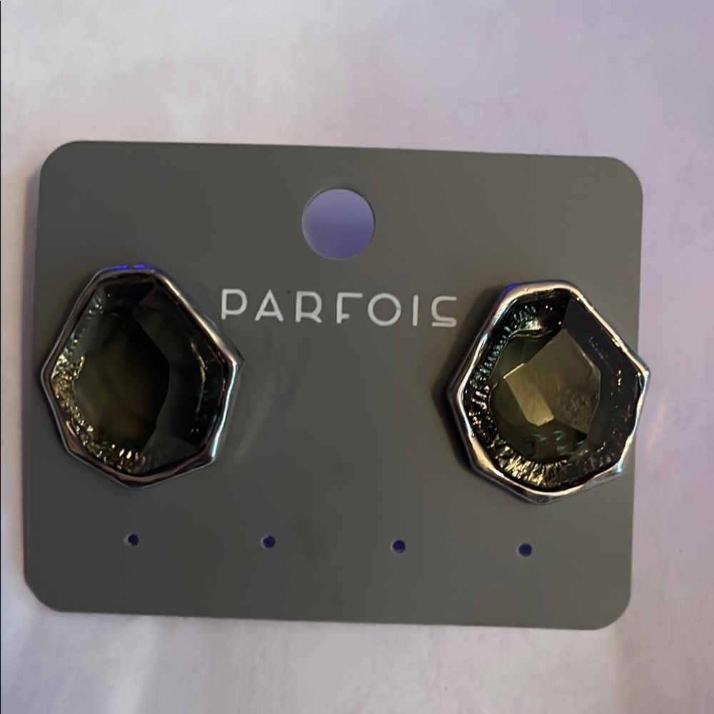 Parfois Green Hexagonal Earrings